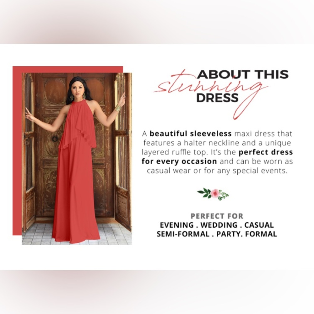Koh Koh Dusty Rose Sleeveless Halter Maxi Dress - Picture 16 of 16